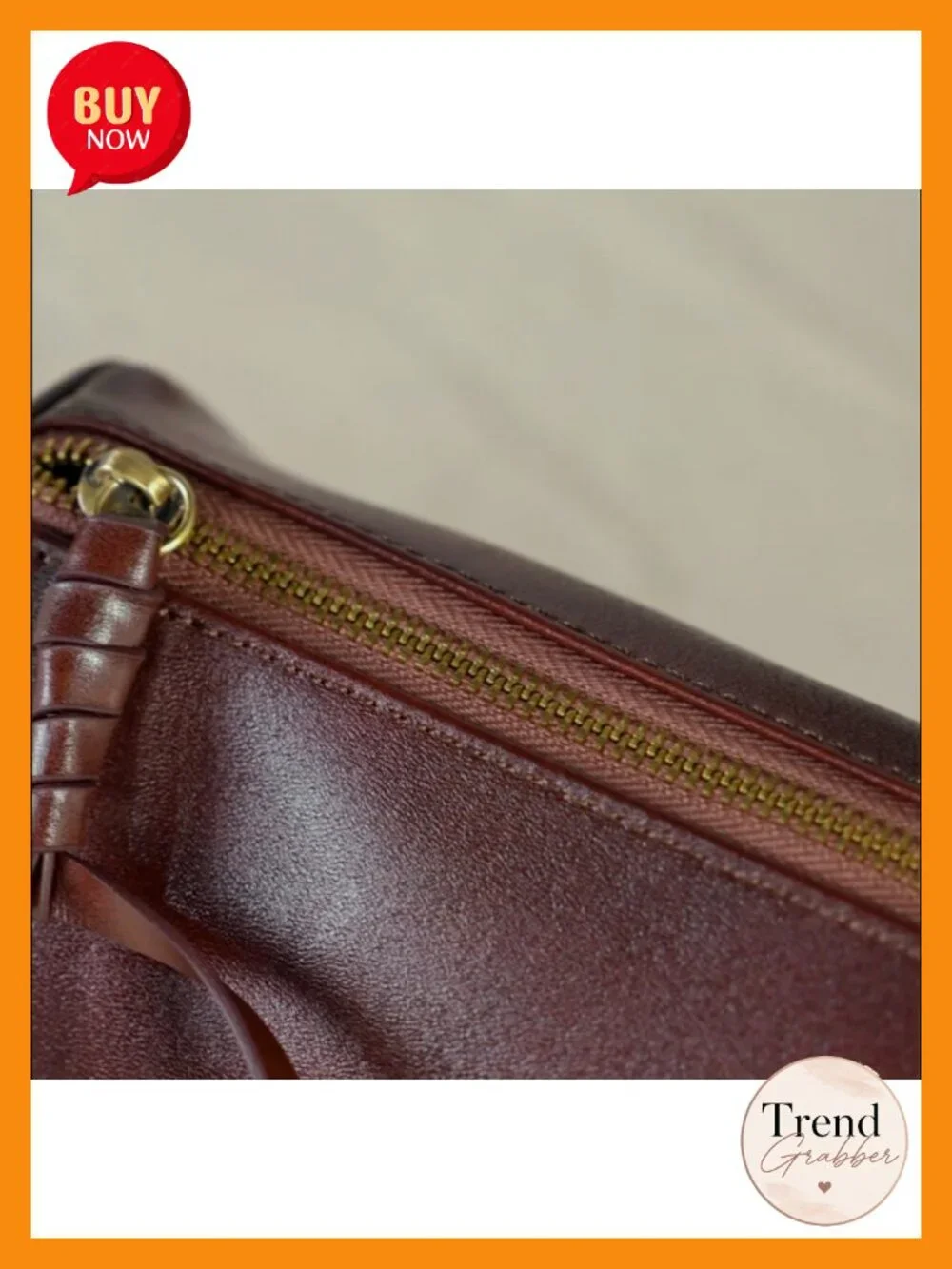 Genuine Leather Hobo Crossbody Shoulder Bag with Adjustable Strap, Zip Closure